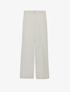 CLAUDIE PIERLOT Wide-leg Mid-rise Cotton And Linen-blend Trousers