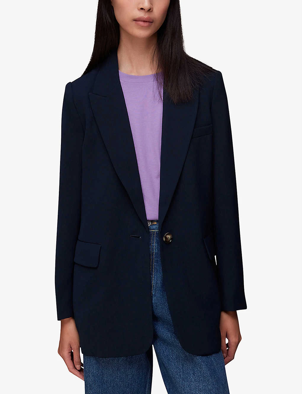 Whistles Single-breasted Peak-lapel Recycled-polyester Blend Blazer - Image 3