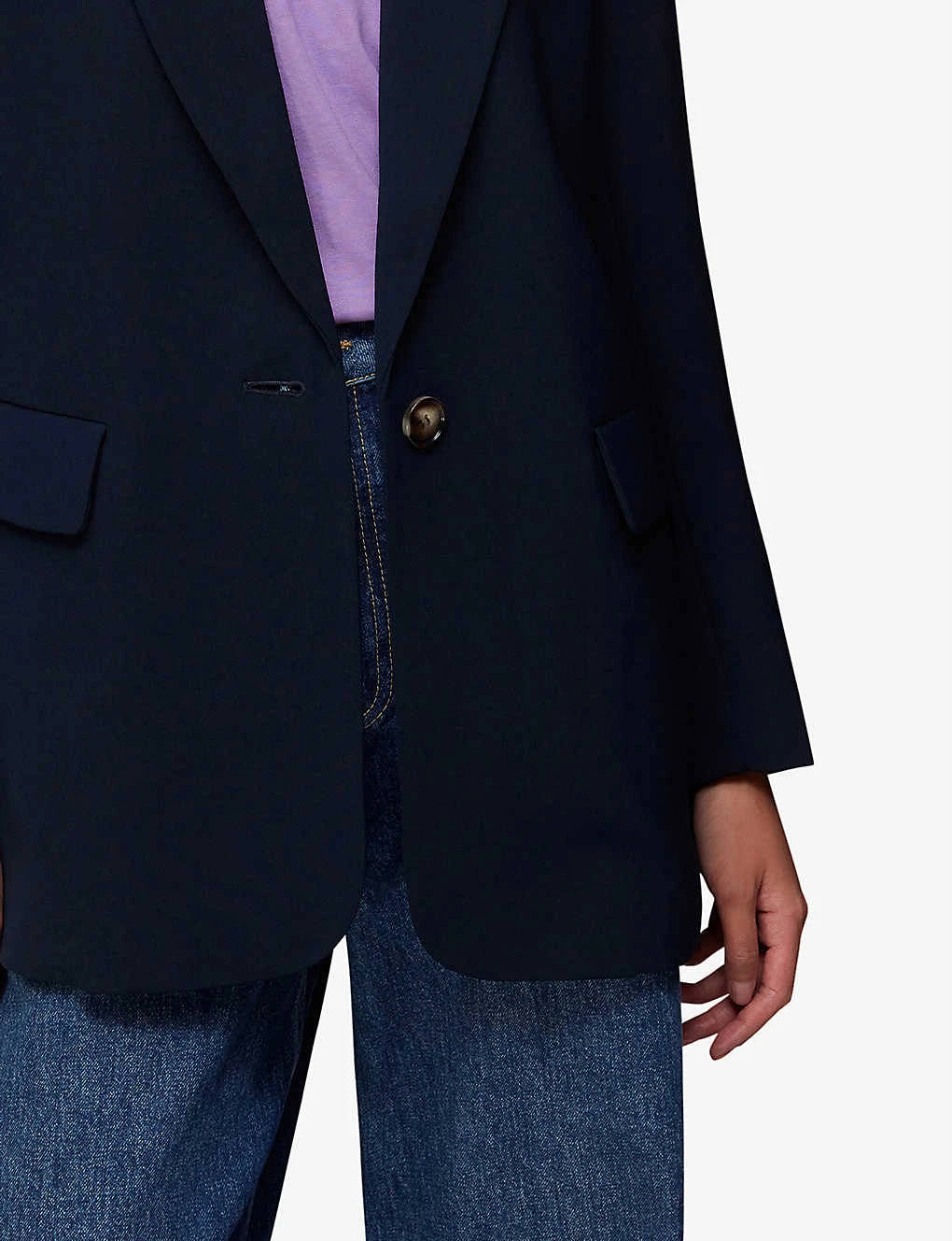 Whistles Single-breasted Peak-lapel Recycled-polyester Blend Blazer - Image 5