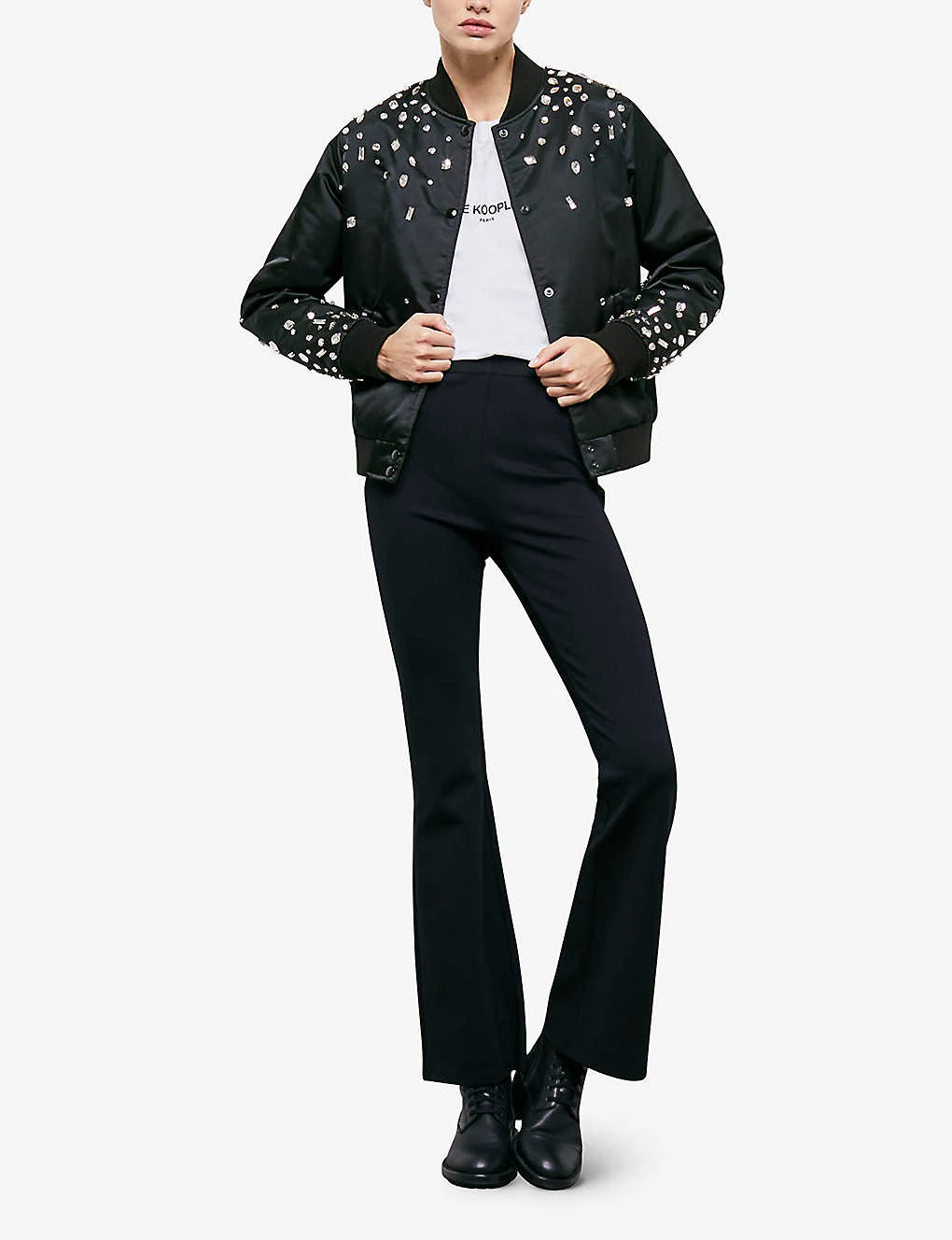 THE KOOPLES Rhinestone-embellished Satin Bomber Jacket - Image 2