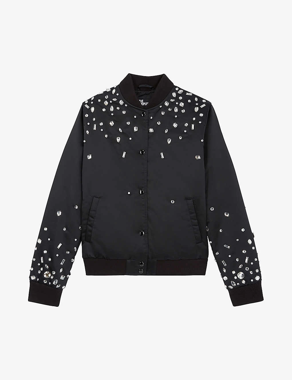 THE KOOPLES Rhinestone-embellished Satin Bomber Jacket