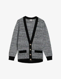 Ted Baker Carmein Checked V-neck Knitted Cardigan