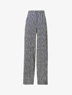 ME AND EM Stripe Wide-leg High-rise Stretch-cotton Trousers