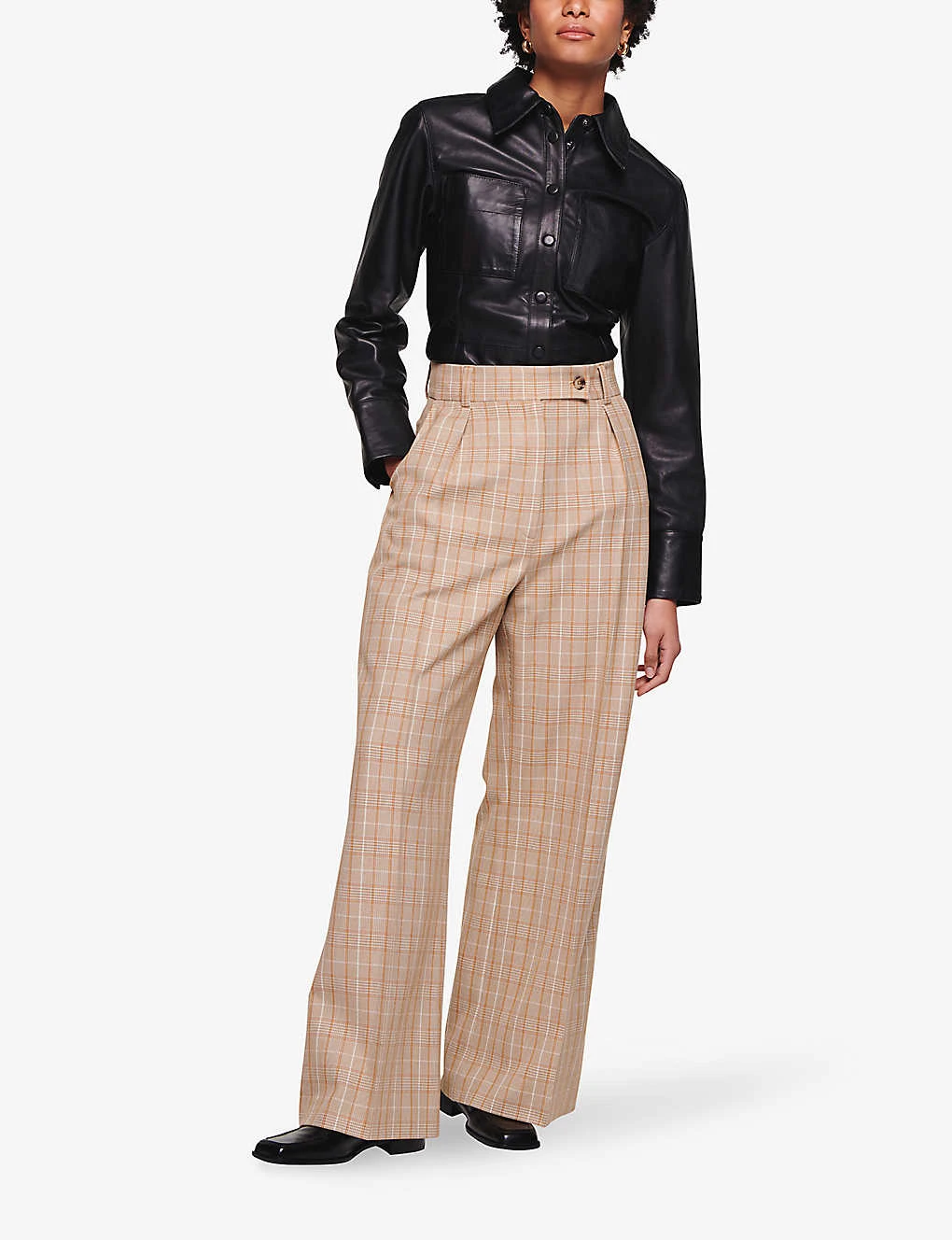 Fedde Checked Wide-leg Stretch-recycled Polyester Blend Trousers - Image 2