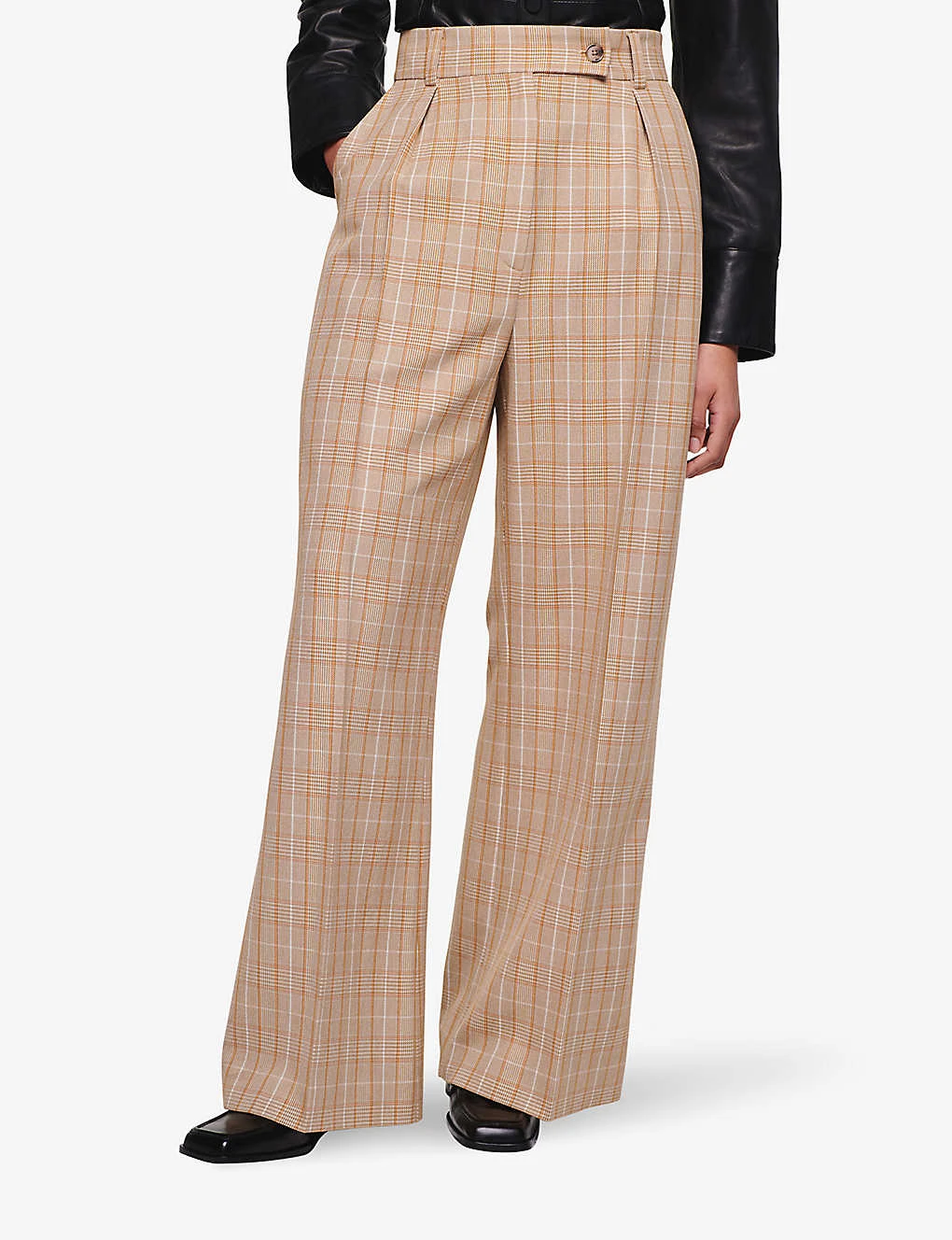 Fedde Checked Wide-leg Stretch-recycled Polyester Blend Trousers - Image 3