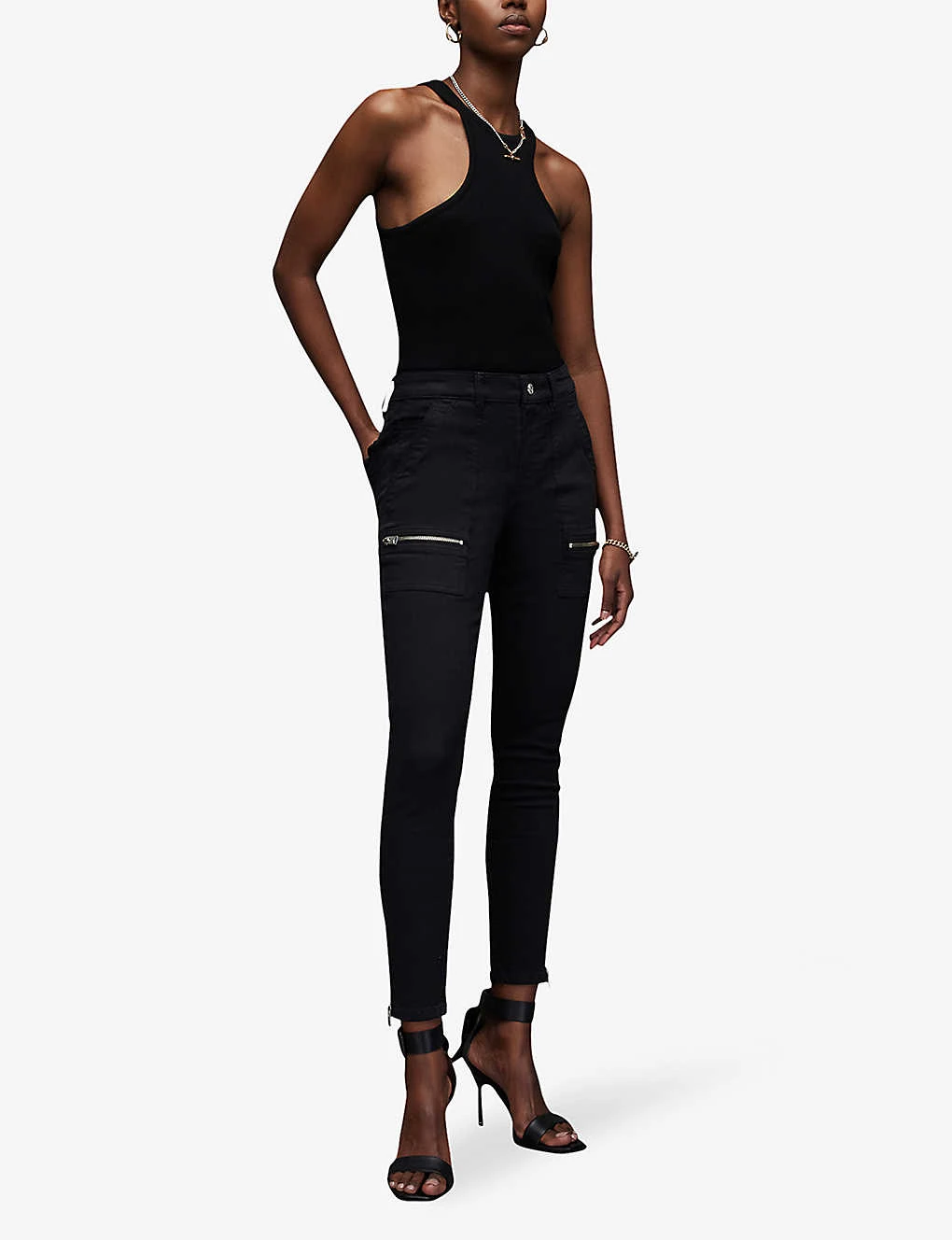 AllSaints Duran Zip-embellished Skinny-leg Mid-rise Denim Jeans - Image 2