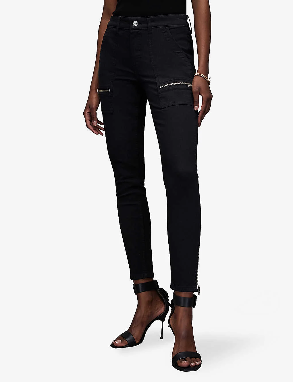 AllSaints Duran Zip-embellished Skinny-leg Mid-rise Denim Jeans - Image 3