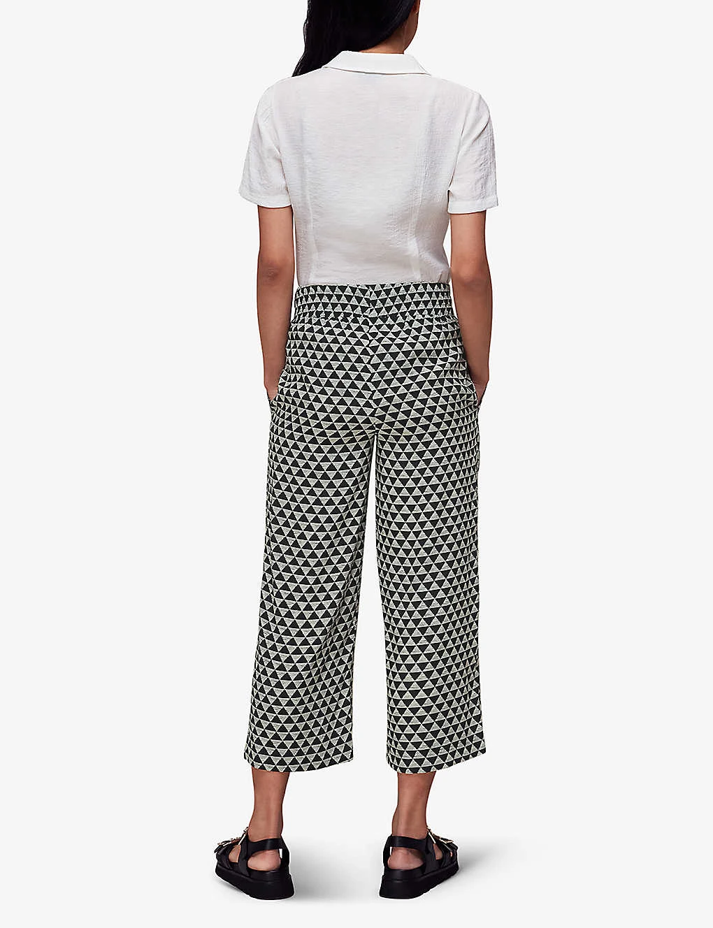 Whistles Checkerboard-pattern Wide-leg High-rise Woven Trousers - Image 4