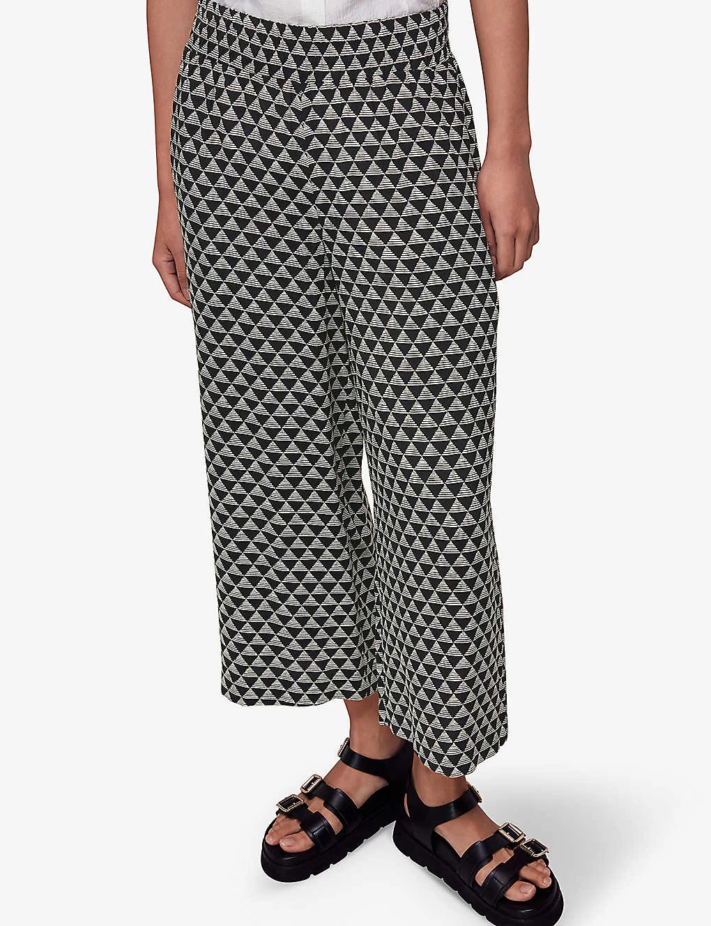 Whistles Checkerboard-pattern Wide-leg High-rise Woven Trousers - Image 5
