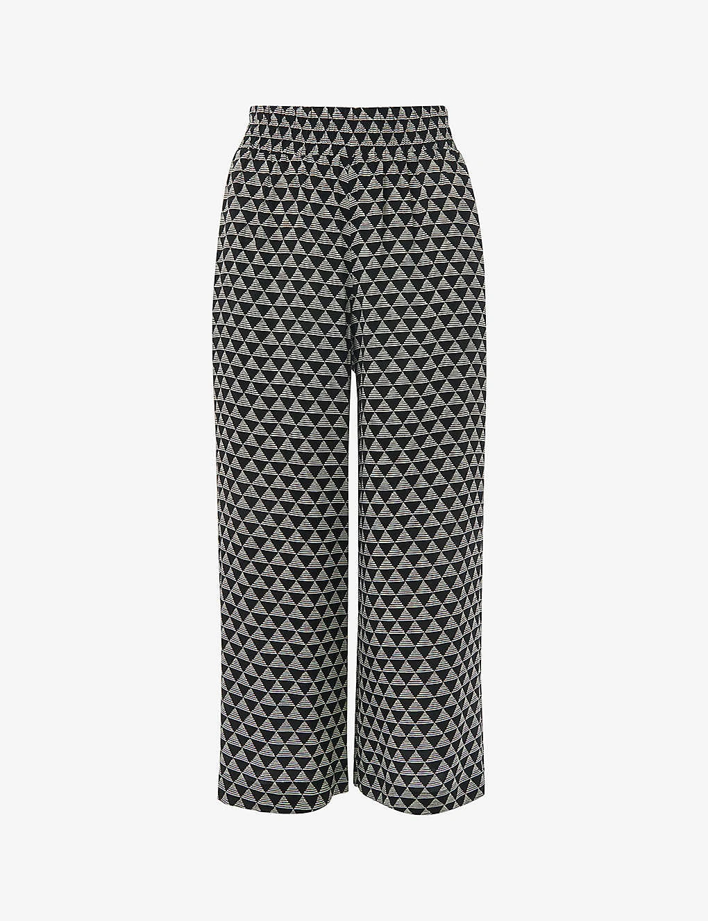 Whistles Checkerboard-pattern Wide-leg High-rise Woven Trousers