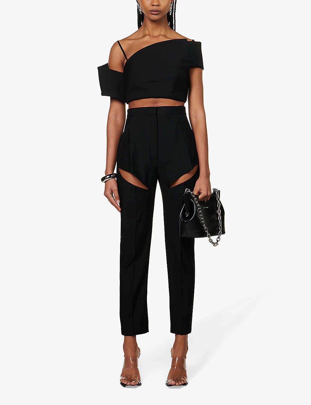 Alexander McQueen Sliced Tapered-leg Mid-rise Wool Trousers - Image 2