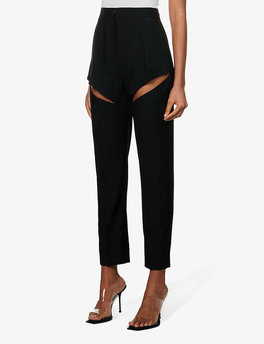 Alexander McQueen Sliced Tapered-leg Mid-rise Wool Trousers - Image 3