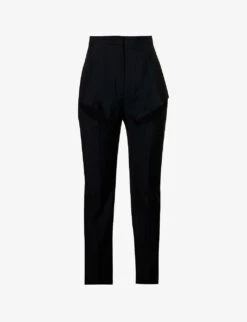 Alexander McQueen Sliced Tapered-leg Mid-rise Wool Trousers