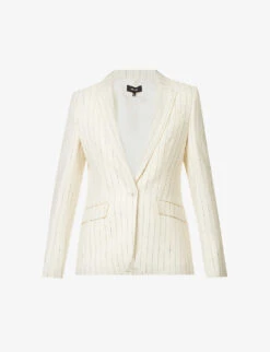 ME AND EM Panama Pinstripe Single-breasted Stretch-woven Blazer