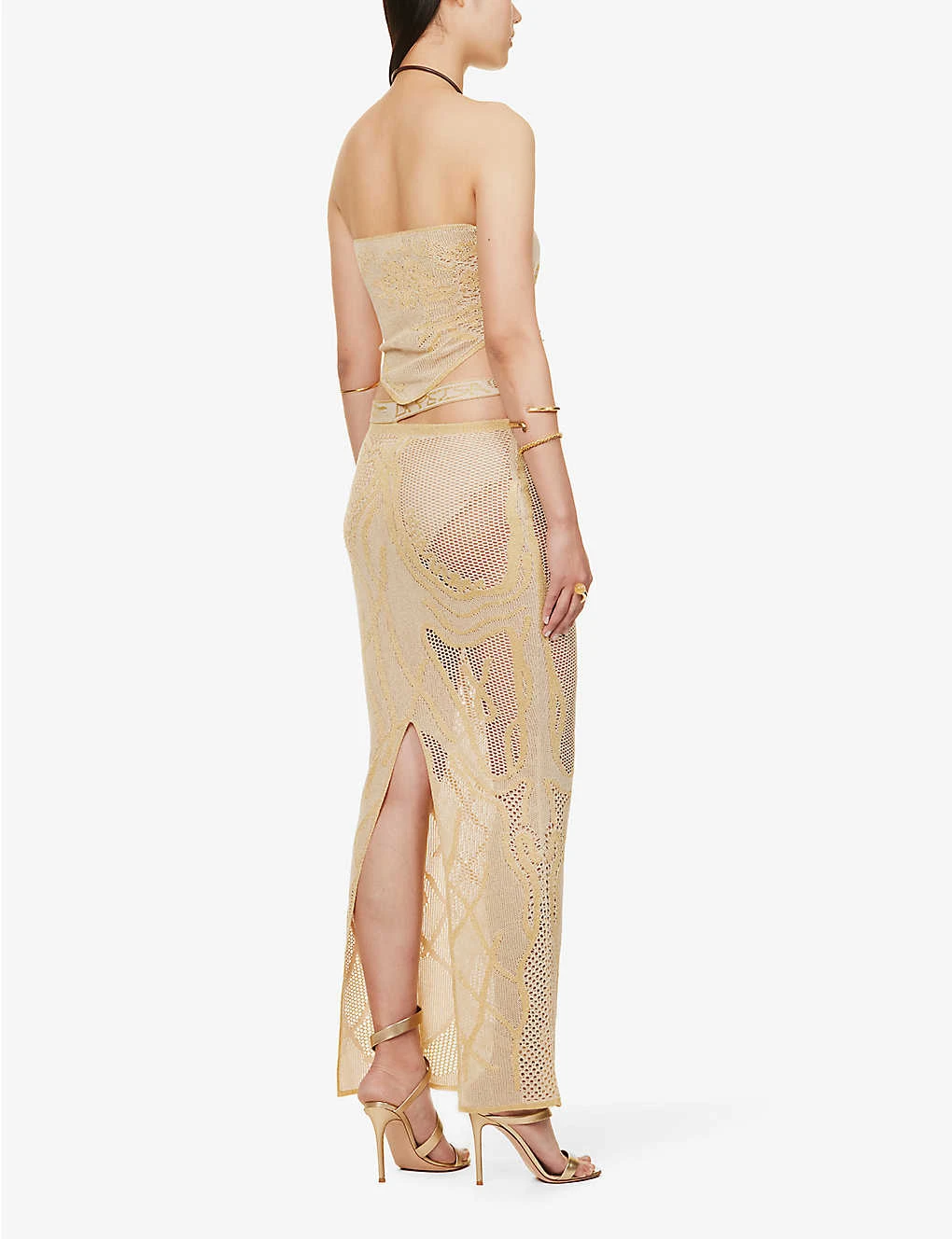 Birthing Venus Abstract-pattern Low-rise Organic Cotton-blend Knitted Maxi Skirt - Image 2