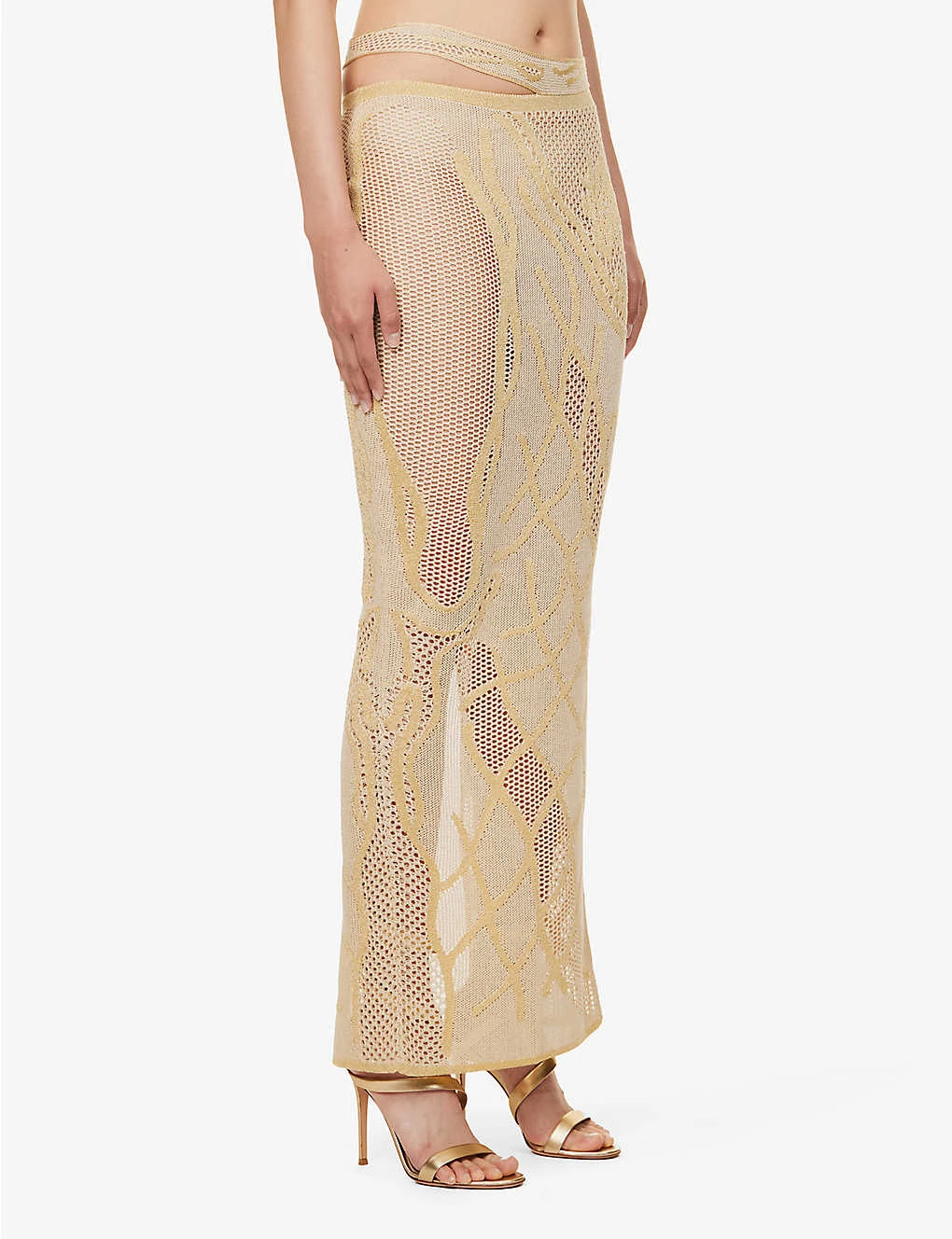 Birthing Venus Abstract-pattern Low-rise Organic Cotton-blend Knitted Maxi Skirt - Image 3
