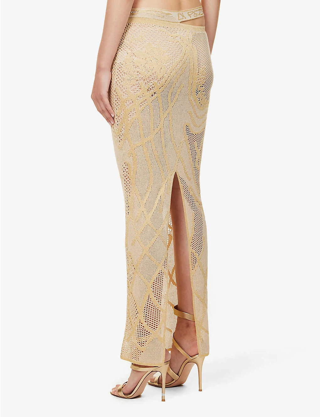 Birthing Venus Abstract-pattern Low-rise Organic Cotton-blend Knitted Maxi Skirt - Image 4