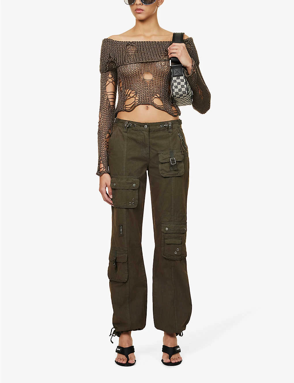 Jaded London Cargo Drawstring-hem Low-rise Straight-leg Cotton Trousers - Image 2