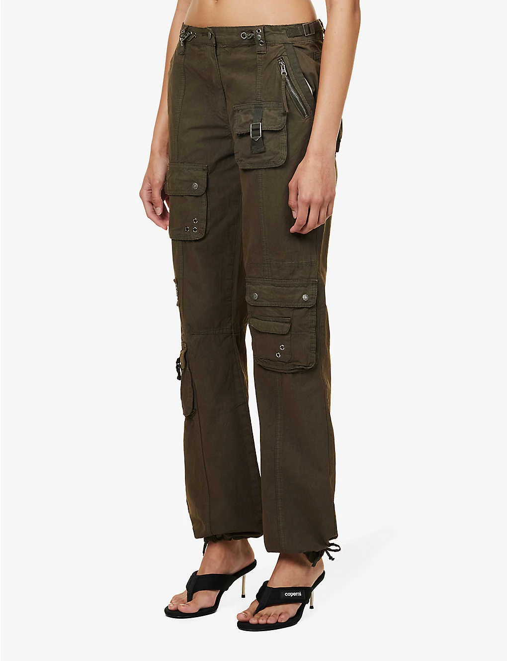 Jaded London Cargo Drawstring-hem Low-rise Straight-leg Cotton Trousers - Image 3