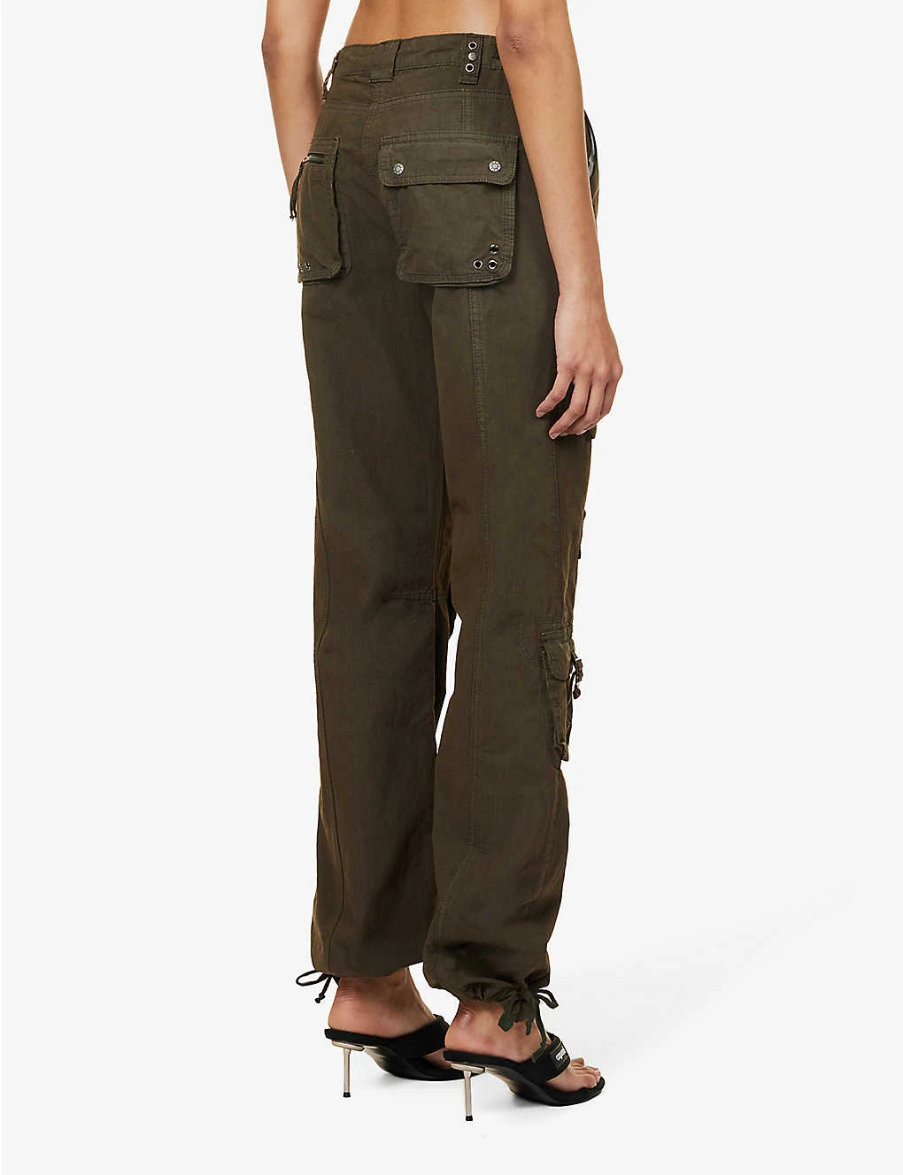 Jaded London Cargo Drawstring-hem Low-rise Straight-leg Cotton Trousers - Image 4