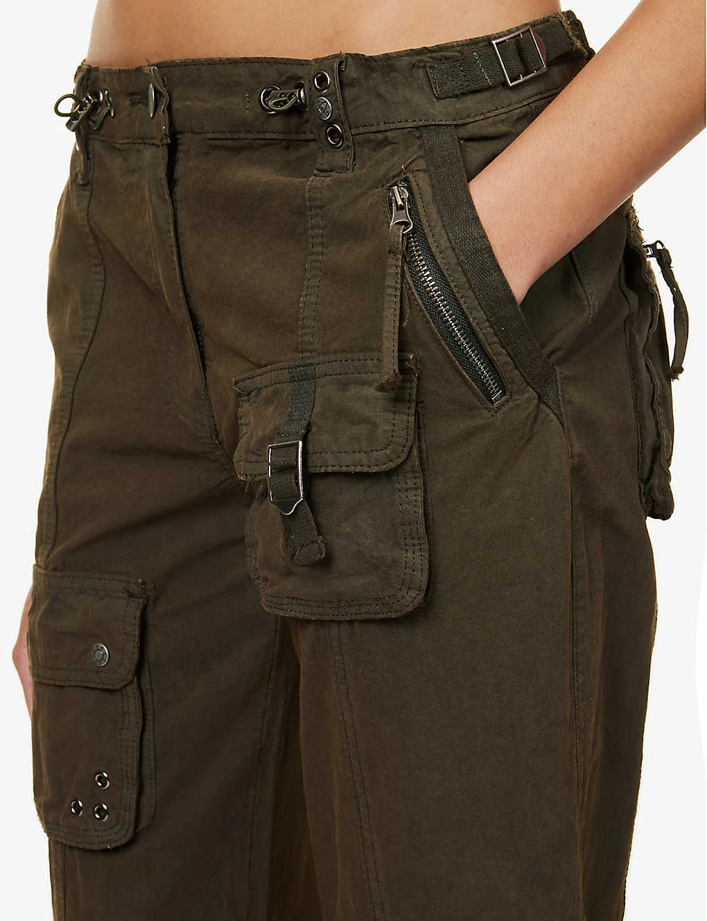 Jaded London Cargo Drawstring-hem Low-rise Straight-leg Cotton Trousers - Image 5