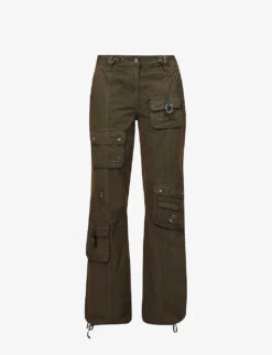 Jaded London Cargo Drawstring-hem Low-rise Straight-leg Cotton Trousers