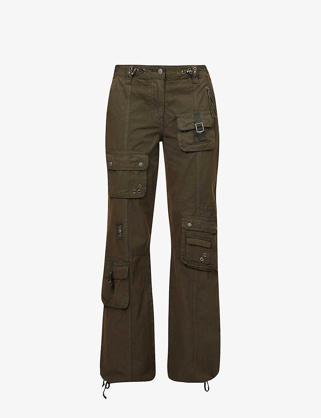 Jaded London Cargo Drawstring-hem Low-rise Straight-leg Cotton Trousers