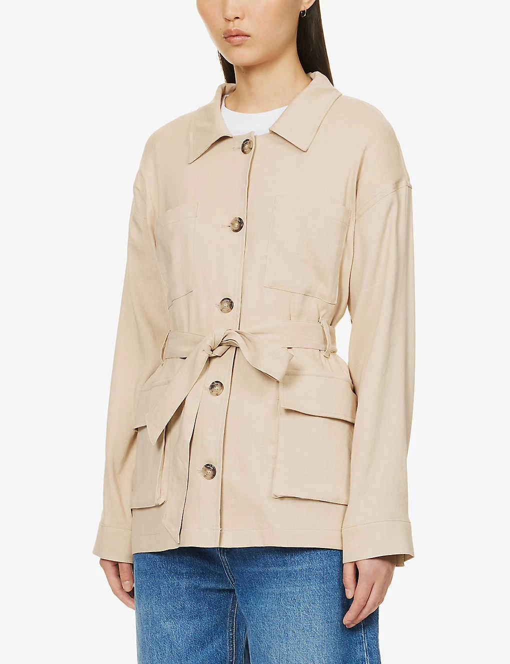 FRAME Tie-belt Organic-linen-blend Jacket - Image 3