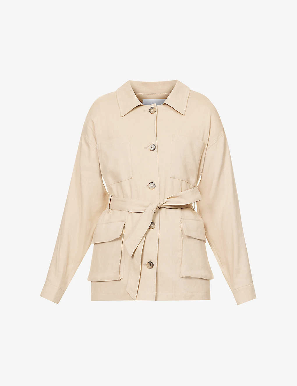 FRAME Tie-belt Organic-linen-blend Jacket