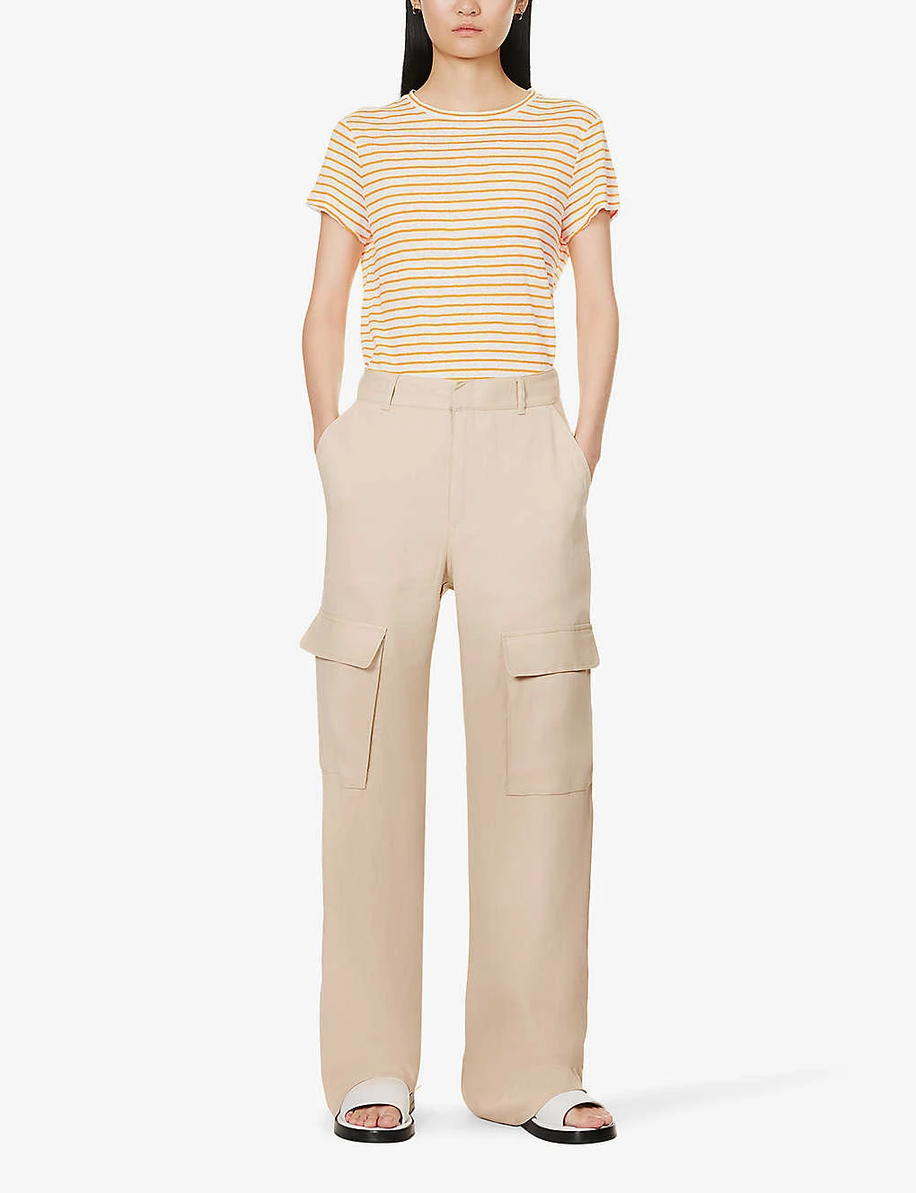 FRAME Flap-pocket Straight-leg Mid-rise Organic Linen-blend Trousers - Image 2