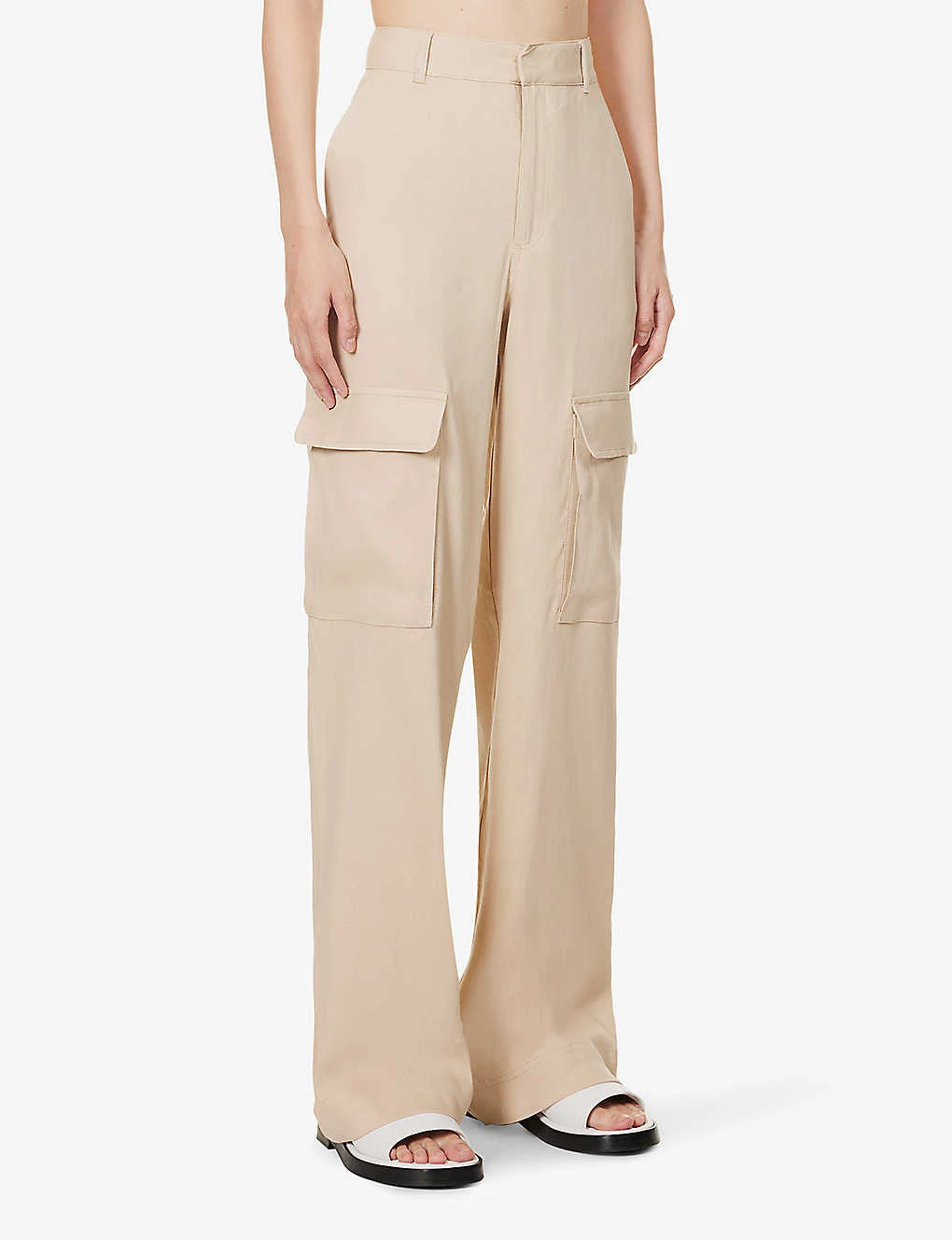FRAME Flap-pocket Straight-leg Mid-rise Organic Linen-blend Trousers - Image 3