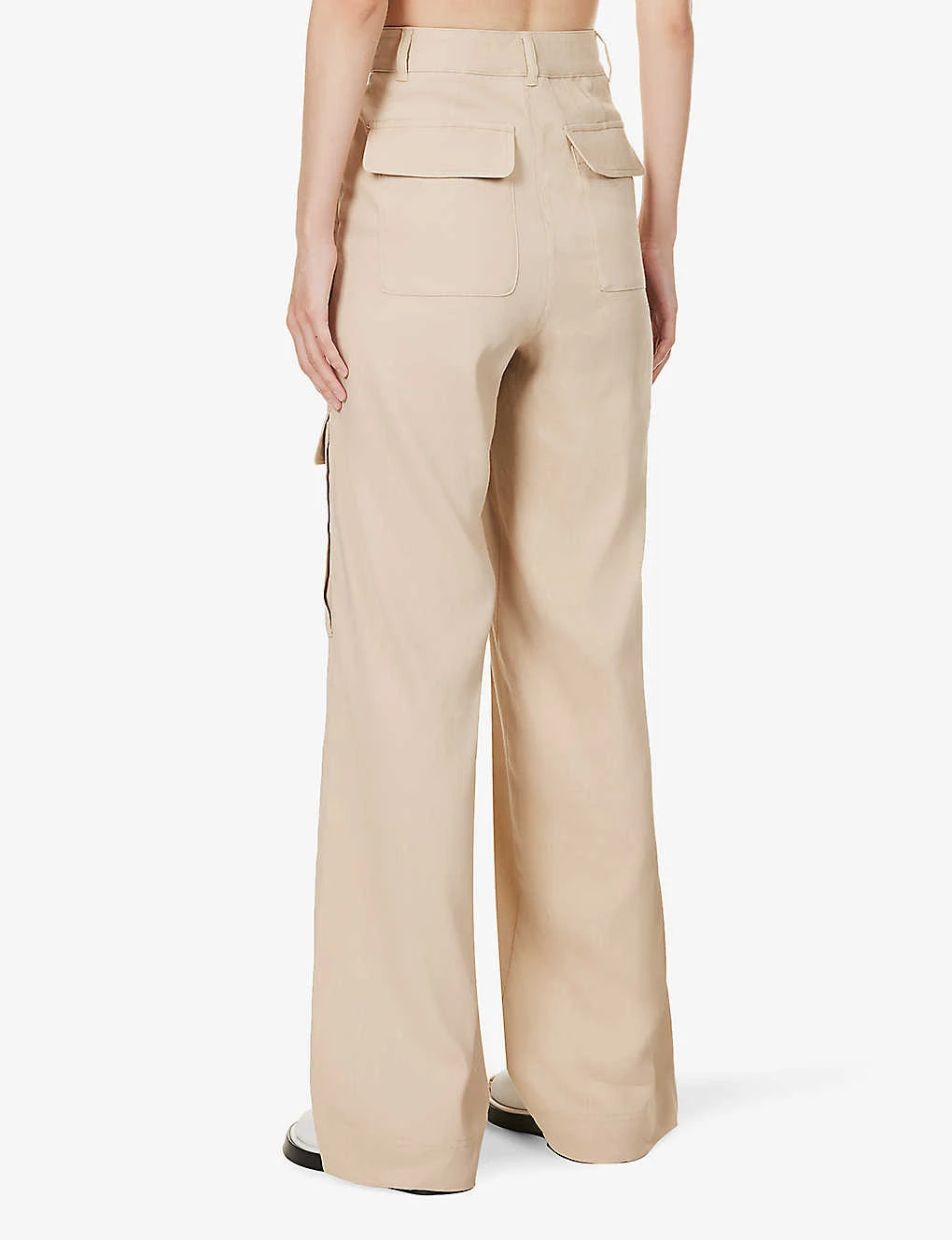 FRAME Flap-pocket Straight-leg Mid-rise Organic Linen-blend Trousers - Image 4