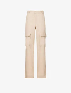 FRAME Flap-pocket Straight-leg Mid-rise Organic Linen-blend Trousers