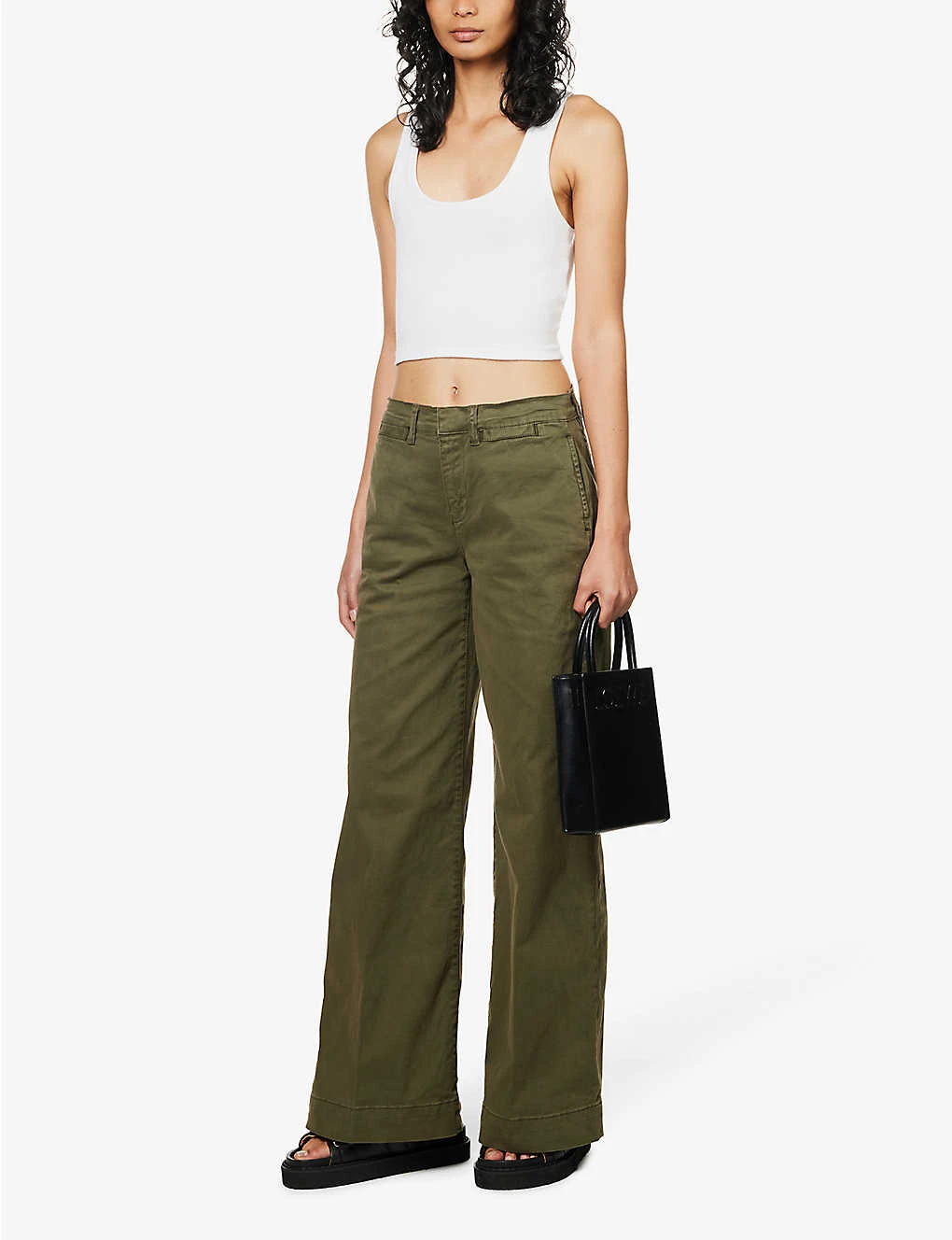 FRAME Le Tomboy Wide-leg Mid-rise Stretch-cotton Trousers - Image 2