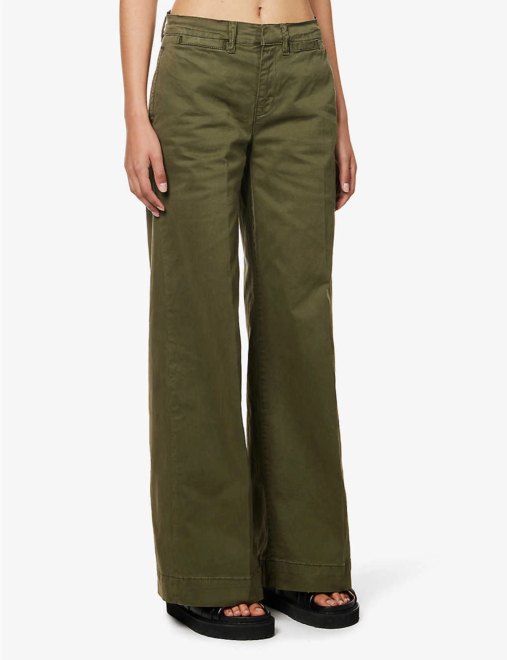 FRAME Le Tomboy Wide-leg Mid-rise Stretch-cotton Trousers - Image 3