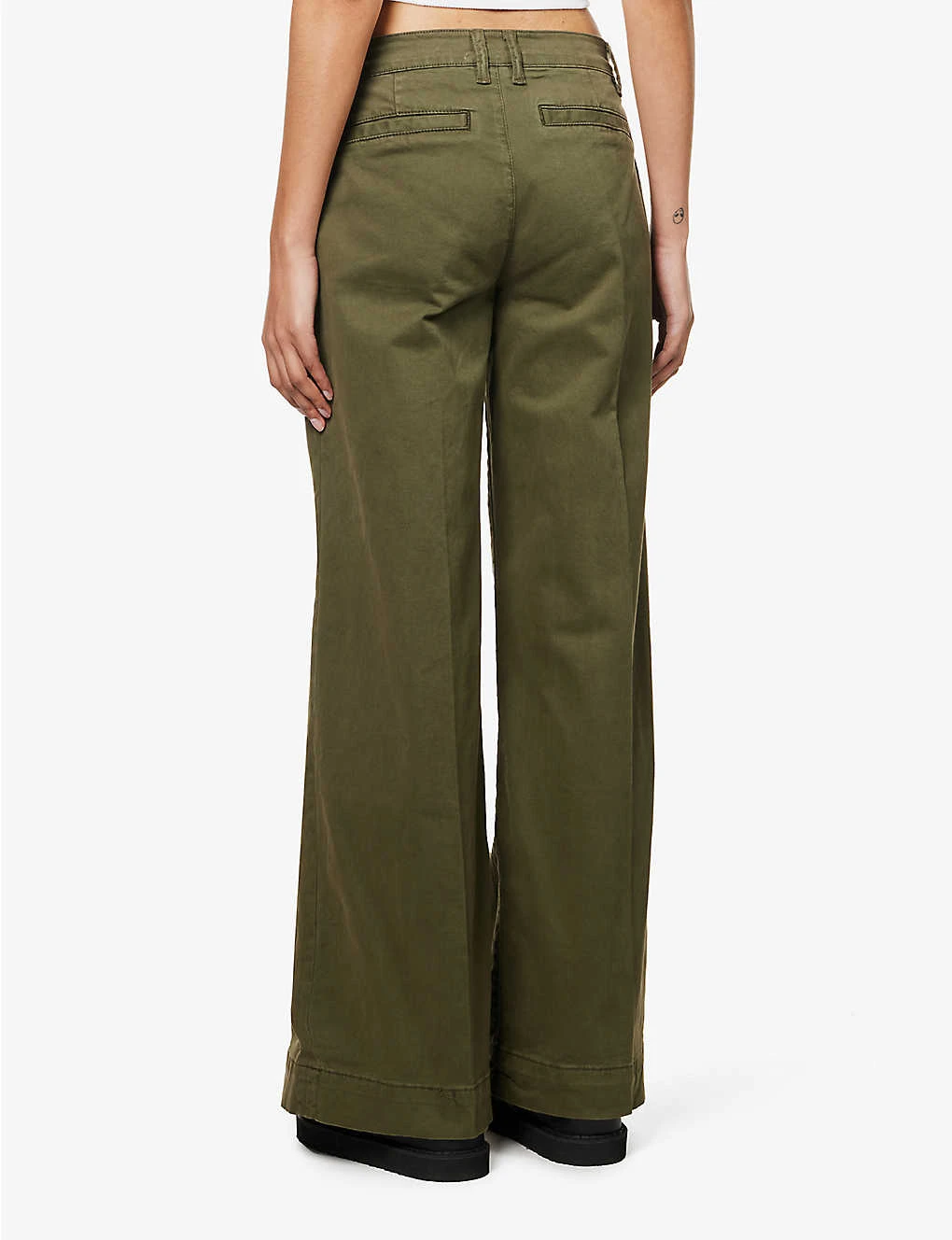 FRAME Le Tomboy Wide-leg Mid-rise Stretch-cotton Trousers - Image 4