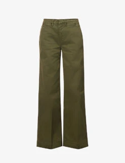 FRAME Le Tomboy Wide-leg Mid-rise Stretch-cotton Trousers