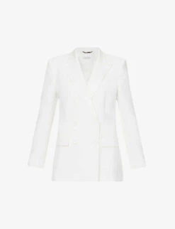 Alberta Ferretti Double-breasted Peak-lapel Woven Blazer