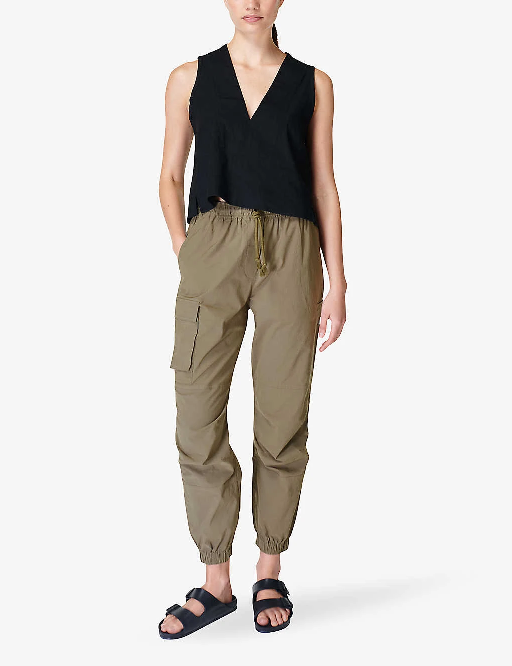 Sweaty Betty Quinn Cargo Elasticated-waist Slim-leg Mid-rise Stretch-woven Trousers - Image 2