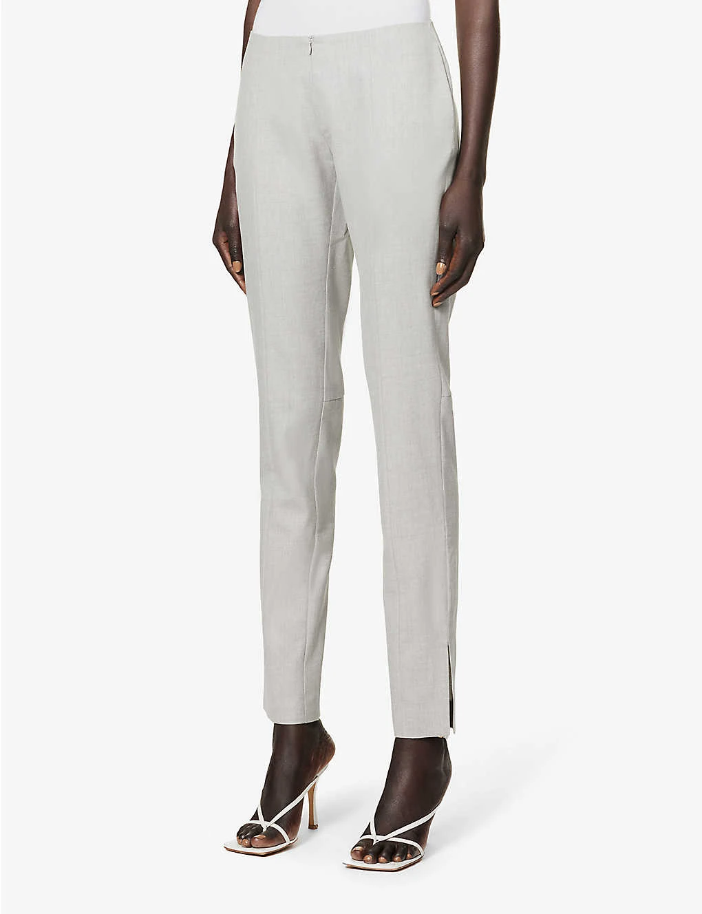 Exposed-seam Slim-leg High-rise Regular-fit Wool Trousers - Image 3