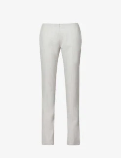 Exposed-seam Slim-leg High-rise Regular-fit Wool Trousers