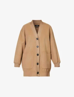Weekend Max Mara Zelma Shawl-neck Ribbed-edge Woven Coat