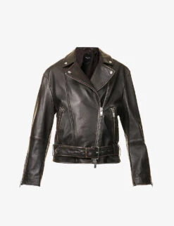 Weekend Max Mara Lessy Panelled Detachable-belt Regular-fit Leather Jacket