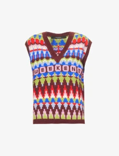 Weekend Max Mara Aligi Geometric-design Wool-blend Jumper