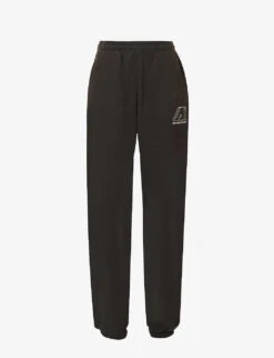 Brand-print High-rise Tapered-leg Oversized-fit Cotton-jersey Jogging Bottoms