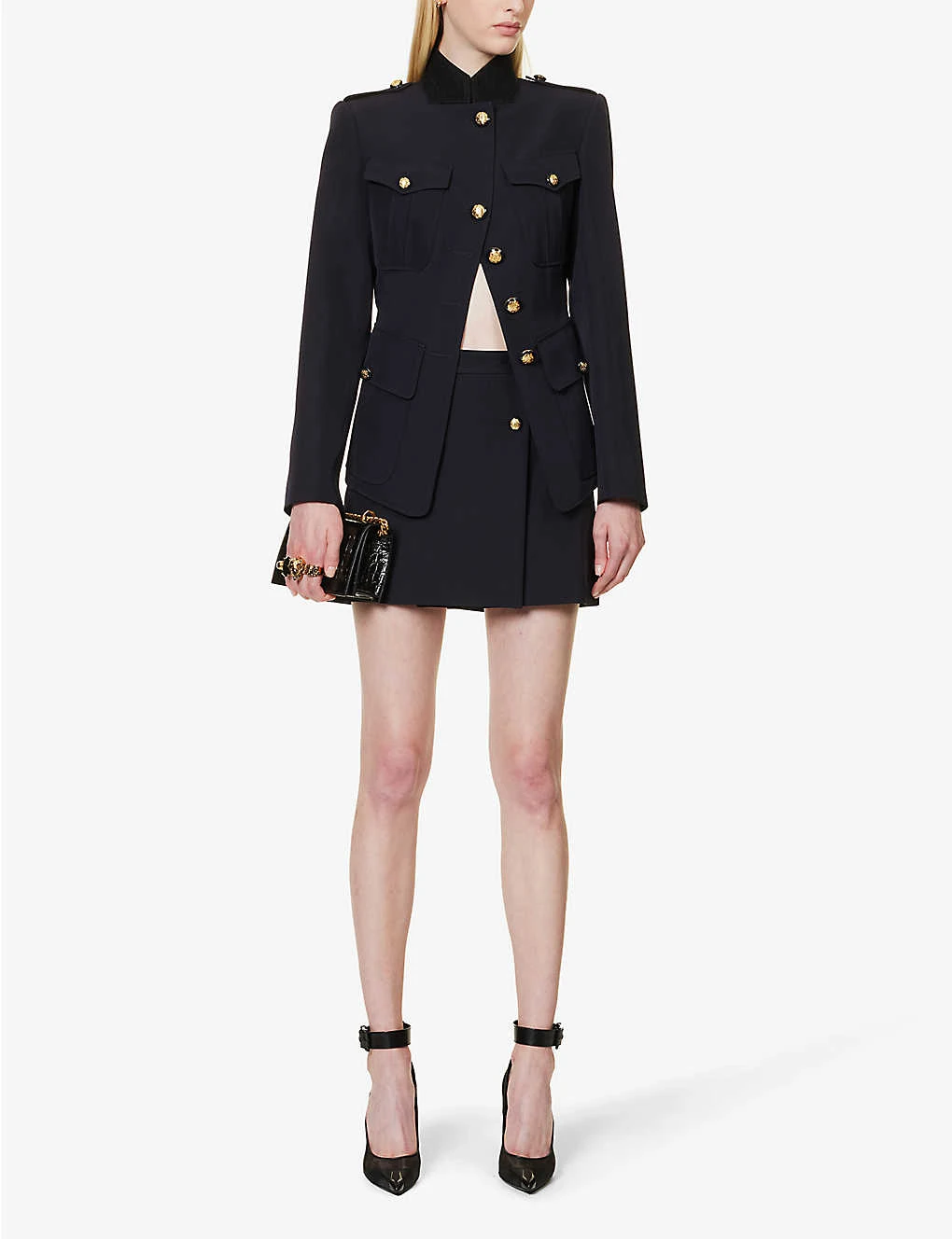 Alexander McQueen Military Cut-out Cotton And Wool-blend Jacket - Image 2