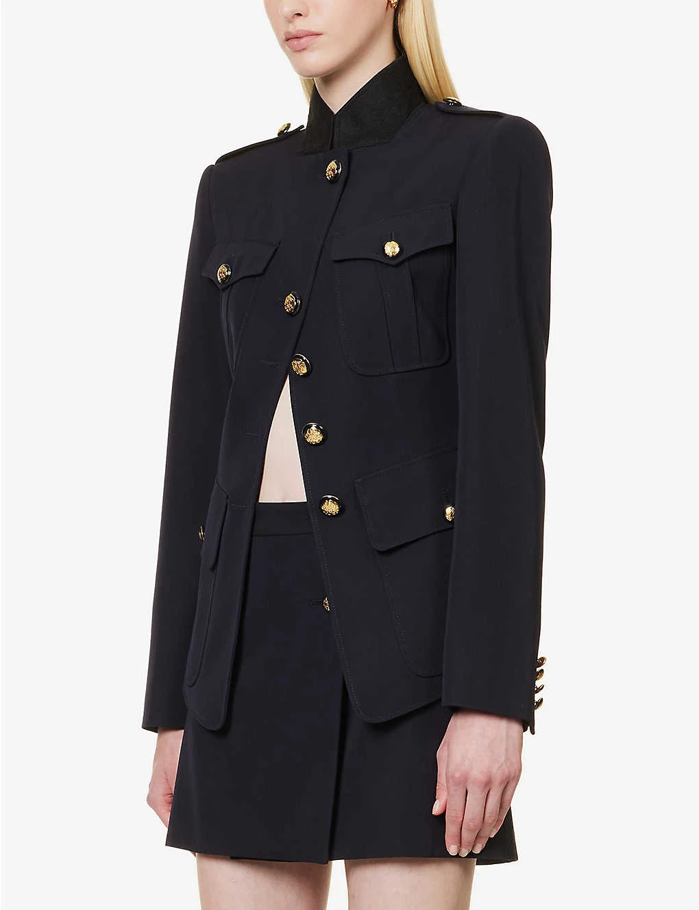 Alexander McQueen Military Cut-out Cotton And Wool-blend Jacket - Image 3