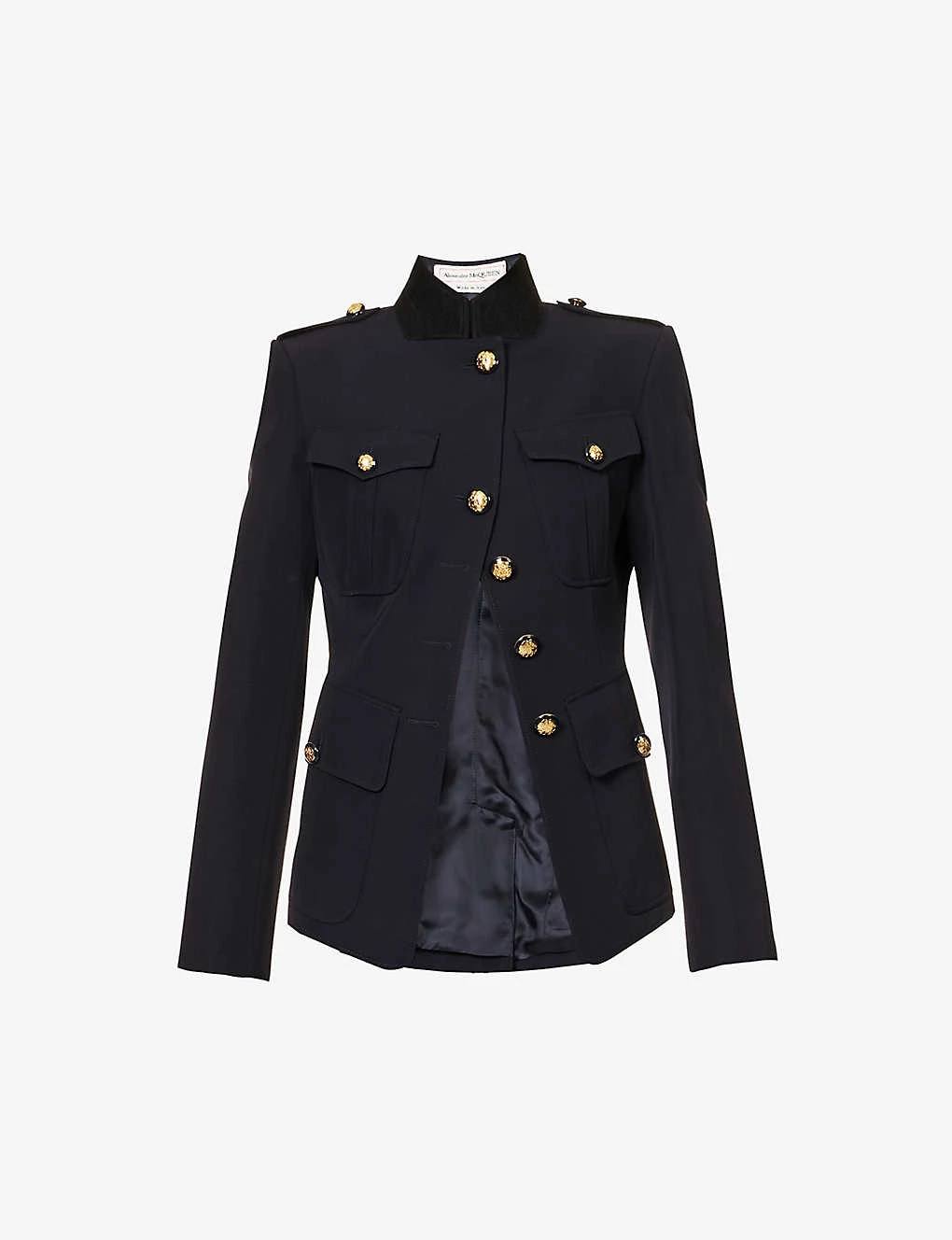 Alexander McQueen Military Cut-out Cotton And Wool-blend Jacket