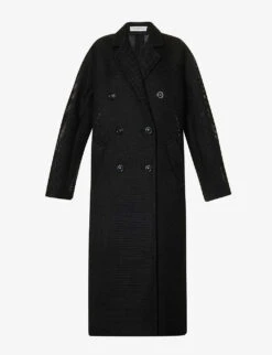 Max Mara Madame Double-breasted Cut-out Pattern Relaxed-fit Woven Coat