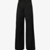 Structured-waist Pleated Wide-leg Low-rise Wool Trousers